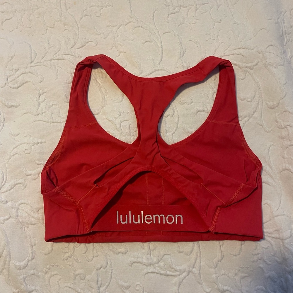 Red Lululemon sports bra